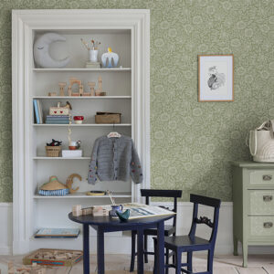 Mallow Green Floral Vine Wallpaper