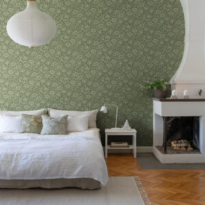 Mallow Dark Green Floral Vine Wallpaper