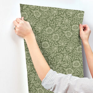 Mallow Dark Green Floral Vine Wallpaper