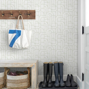 Integrity Light Green Arched Outlines Wallpaper