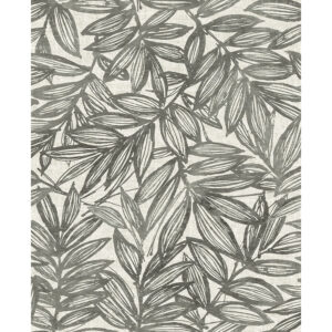 0093330 rhythmic charcoal leaf wallpaper