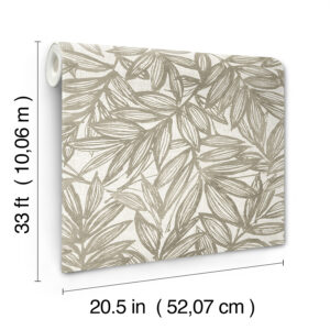 Rhythmic Taupe Leaf Wallpaper