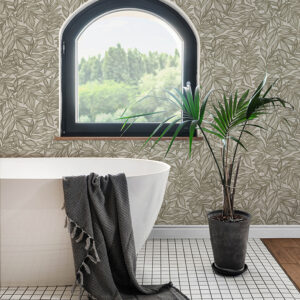 Rhythmic Taupe Leaf Wallpaper