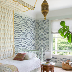 Solola Blue Ikat Wallpaper