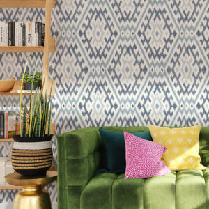 Solola Blue Ikat Wallpaper