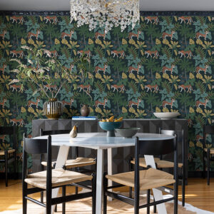 Caspian Navy Jungle Prowl Wallpaper