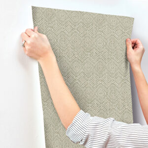 Gallivant Sage Woven Geometric Wallpaper