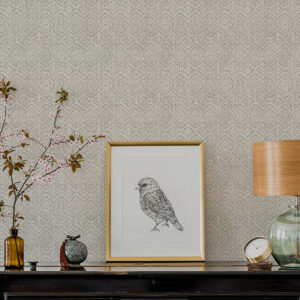 Gallivant Grey Woven Geometric Wallpaper