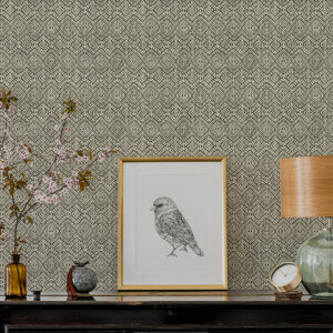 Gallivant Black Woven Geometric Wallpaper