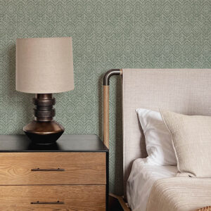 Gallivant Green Woven Geometric Wallpaper