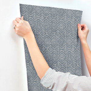 Gallivant Indigo Woven Geometric Wallpaper