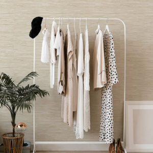 Exhale Dove Woven Faux Grasscloth Wallpaper