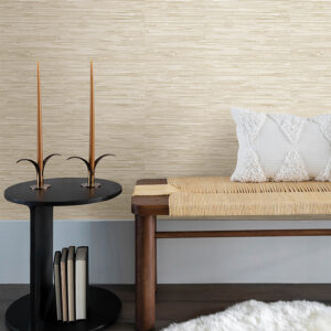 Exhale Dove Woven Faux Grasscloth Wallpaper