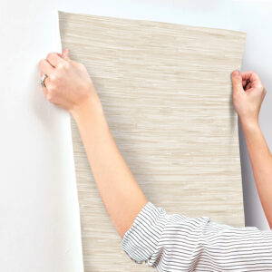 Exhale Dove Woven Faux Grasscloth Wallpaper