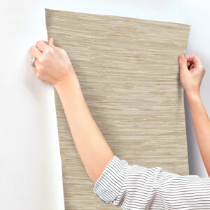 Exhale Light Brown Woven Faux Grasscloth Wallpaper