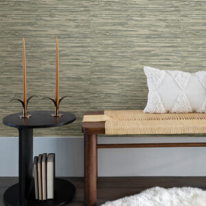 Exhale Moss Woven Faux Grasscloth Wallpaper