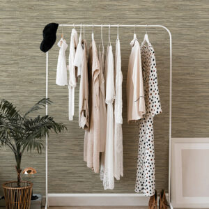 Exhale Olive Woven Faux Grasscloth Wallpaper