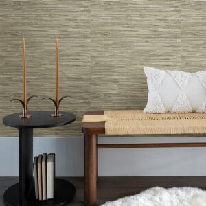 Exhale Olive Woven Faux Grasscloth Wallpaper