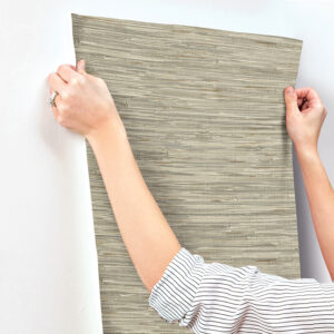 Exhale Olive Woven Faux Grasscloth Wallpaper